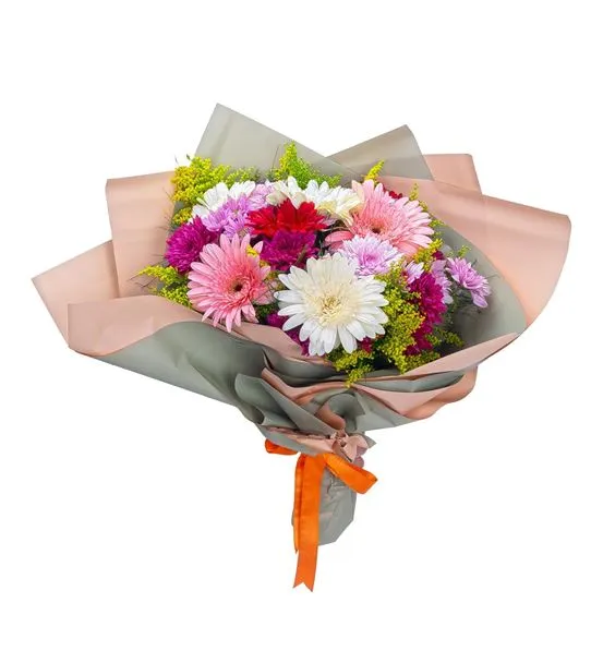 Pastel Rüya Karışık Gerbera ve Krizantem Buketi