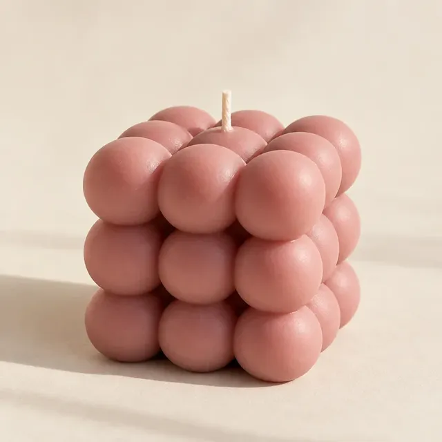 Pudra pembe küreli küp mum