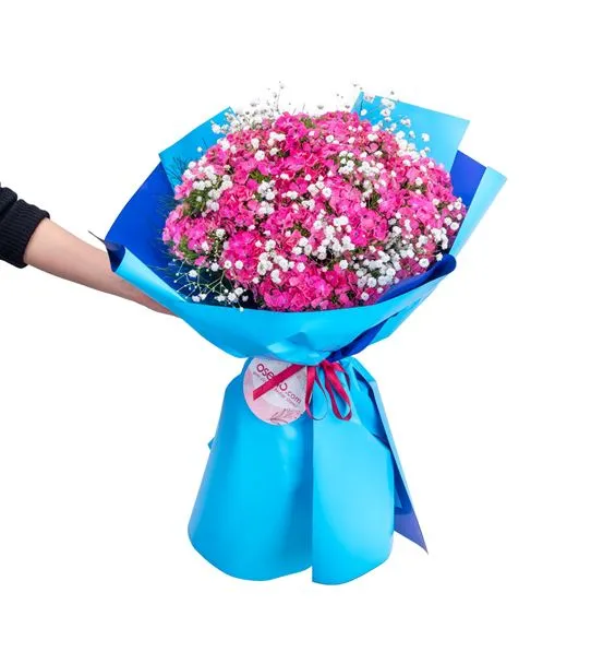 Botany Mavi Ambalajlı Pembe Hüsnüyusuf Buketi