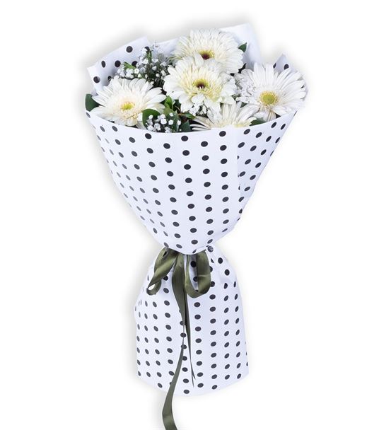 Saf Duygular 5 Beyaz Gerbera Çiçek Buketi