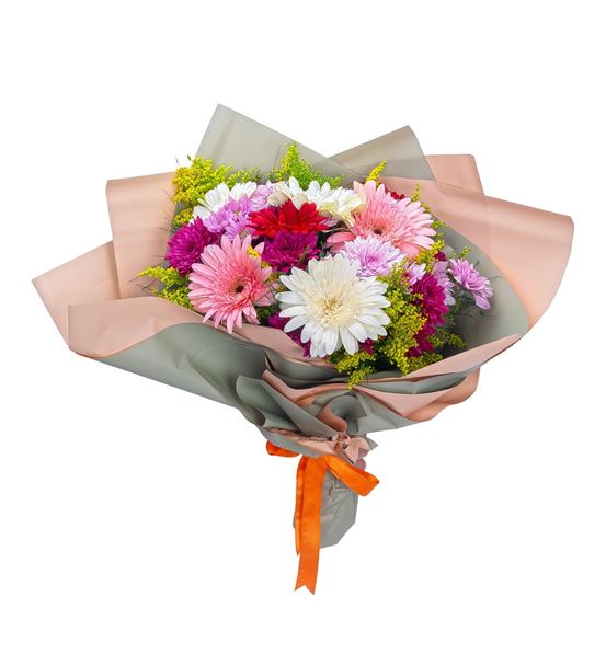 Pastel Rüya Karışık Gerbera ve Krizantem Buketi